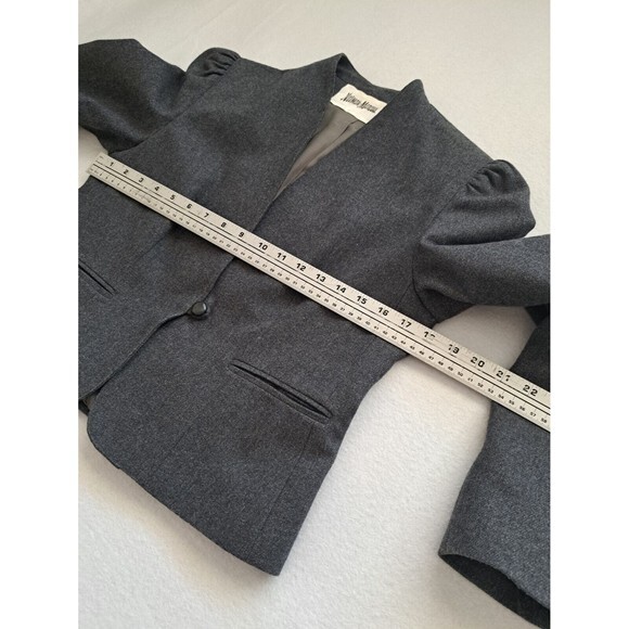 Vintage Neiman Marcus‎ Women's Blazer Gray Wool Blend Jacket w/Pockets - Picture 8 of 8